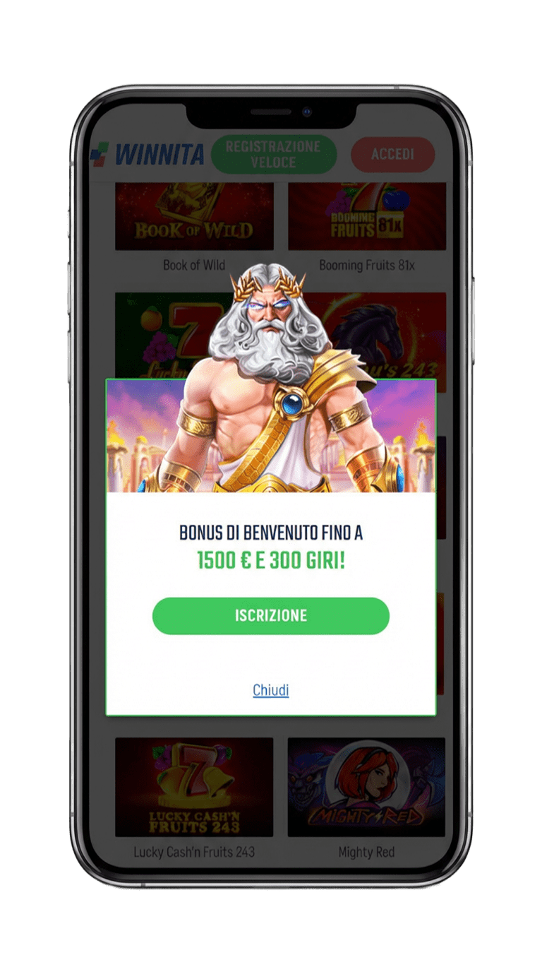 Schermata di login Winnita su smartphone